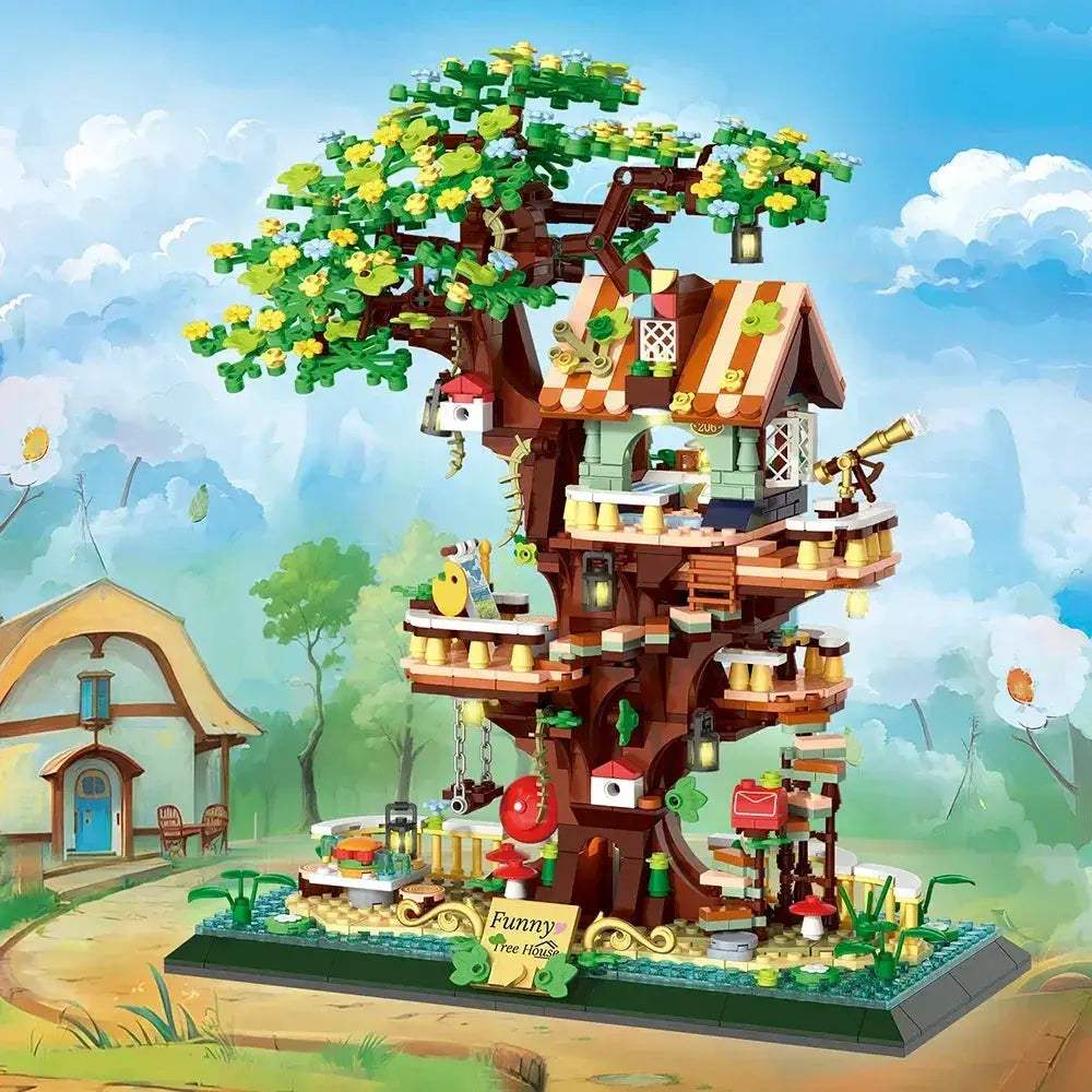 Creative Sakura Tree House Building Blocks Set For All Ages - ToylandEU