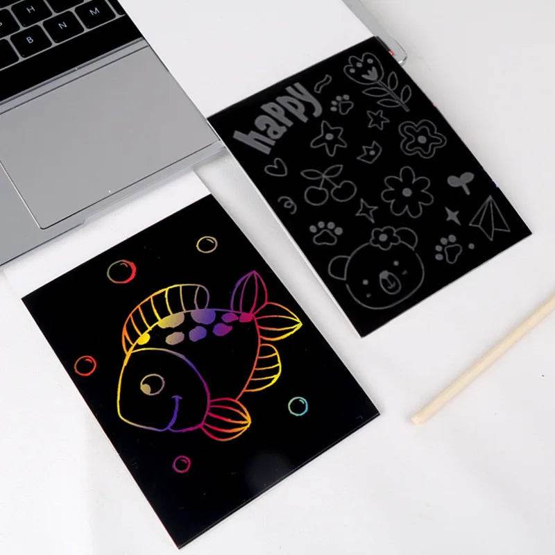 Creative Scratch Art Set for Kids - 10pc Colorful Craft Drawing Kit - ToylandEU