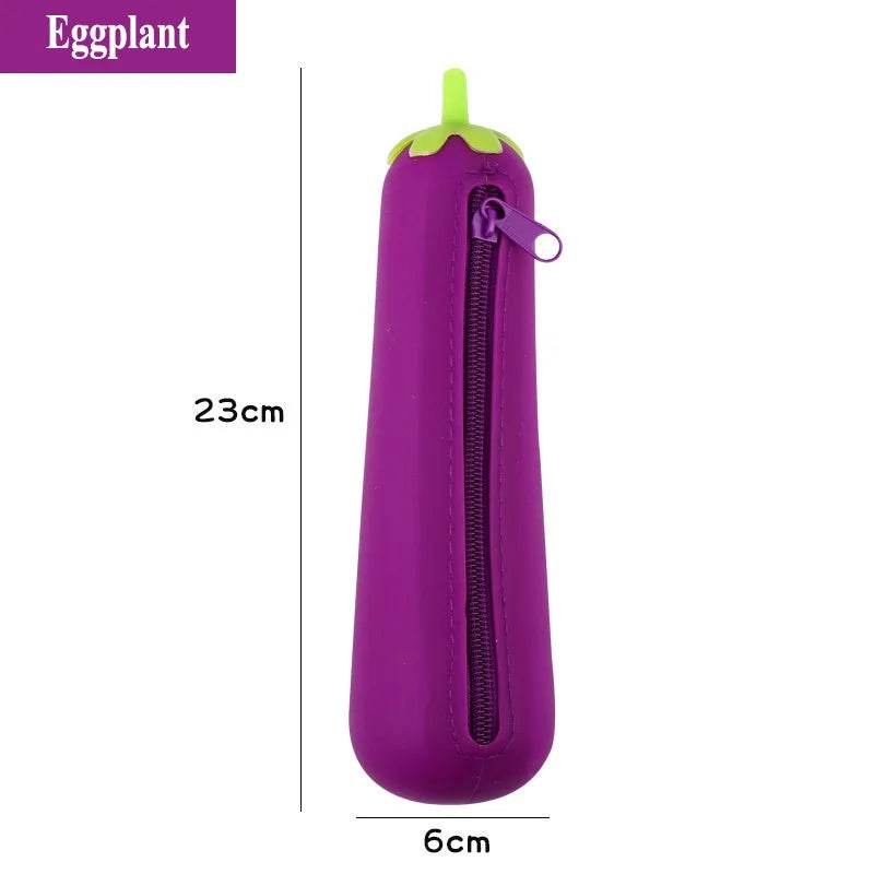 Creative Silicone Pencil Case Eggplant Shape Zipper Kids - ToylandEU