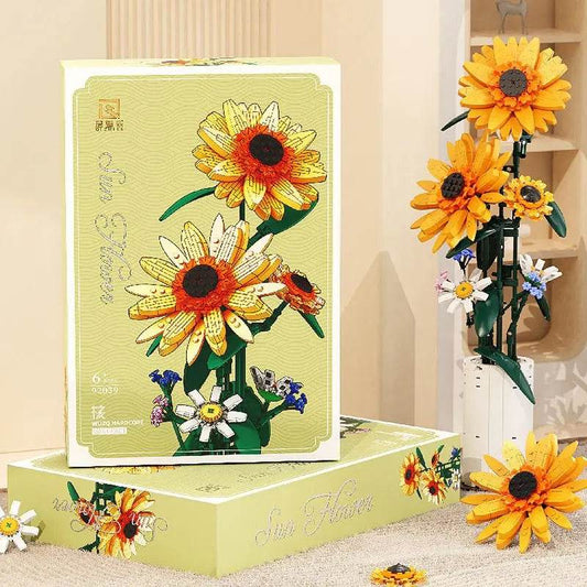 Creative Sunflower Bouquet Potted Building Blocks Gift - ToylandEU