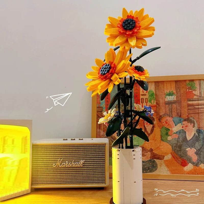 Creative Sunflower Bouquet Potted Building Blocks Gift - ToylandEU