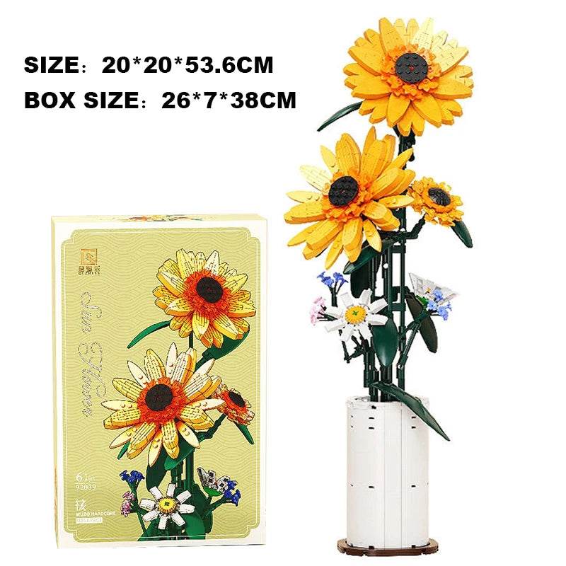 Creative Sunflower Bouquet Potted Building Blocks Gift - ToylandEU