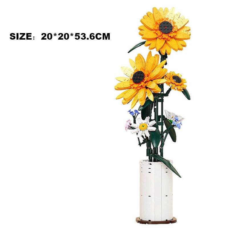 Creative Sunflower Bouquet Potted Building Blocks Gift - ToylandEU