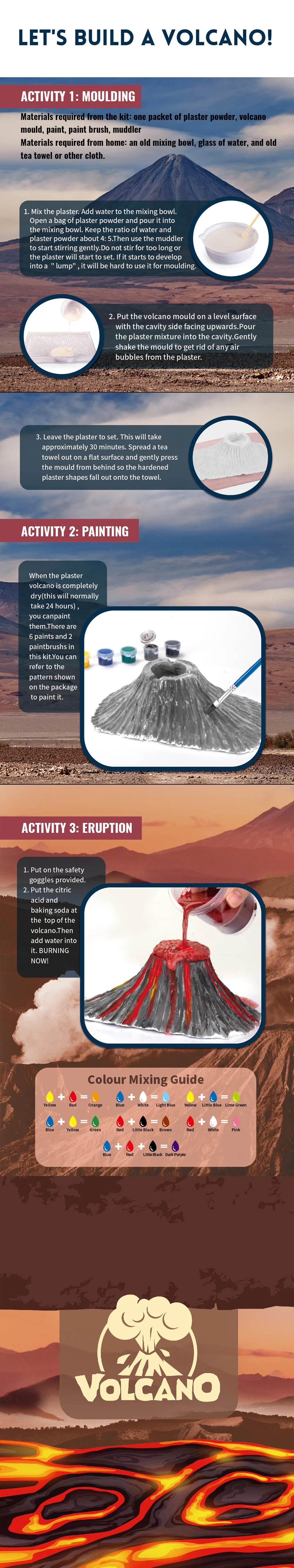 Conjunto de experimentos criativos de erupção vulcânica, kit de pintura e coloração faça você mesmo, brinquedo científico popular para crianças, presentes de aniversário para meninos e meninas - ToylandEU