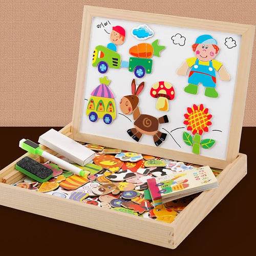 Creative Wooden Magnetic Drawing Board & Animal Puzzle for Kids - ToylandEU