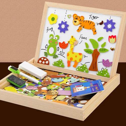 Creative Wooden Magnetic Drawing Board & Animal Puzzle for Kids - ToylandEU