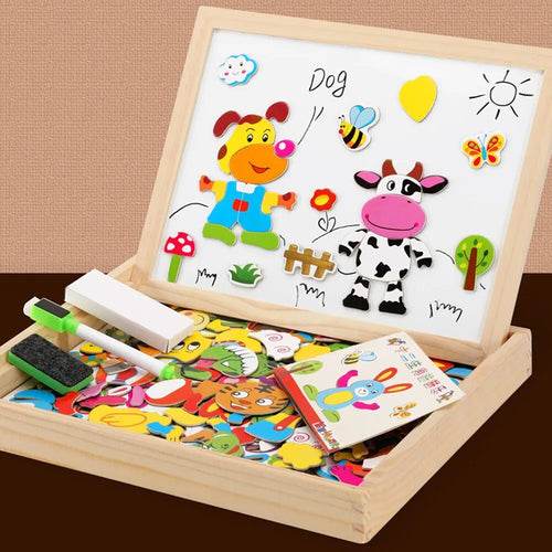 Creative Wooden Magnetic Drawing Board & Animal Puzzle for Kids - ToylandEU
