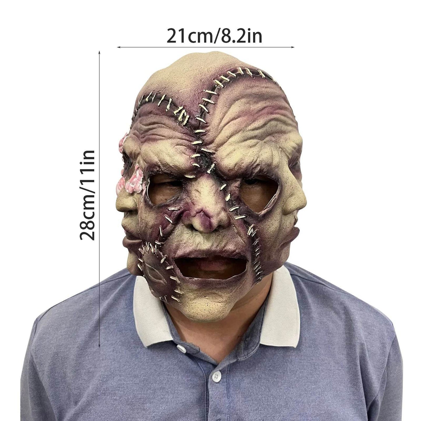 Creepy Latex Mask Three Faced Demon Halloween Cosplay - ToylandEU