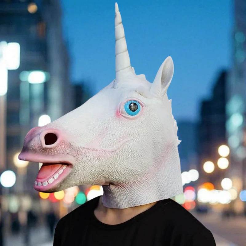 Creepy Mask Animal Head Unicorn Unisex Latex Party Costume - ToylandEU
