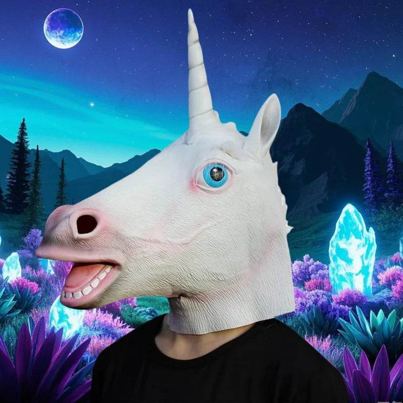 Creepy Mask Animal Head Unicorn Unisex Latex Party Costume - ToylandEU