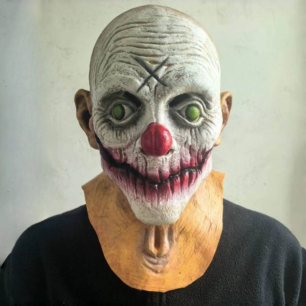 Mens Creepy Stitches The Clown Mask Full Neck Horror House Scary Joker Costume Mask for Halloween Adults Clown Evil Face - ToylandEU
