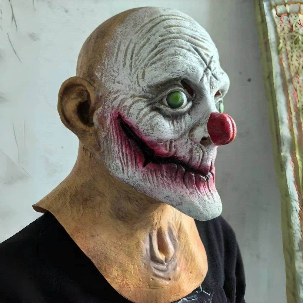 Mens Creepy Stitches The Clown Mask Full Neck Horror House Scary Joker Costume Mask for Halloween Adults Clown Evil Face - ToylandEU