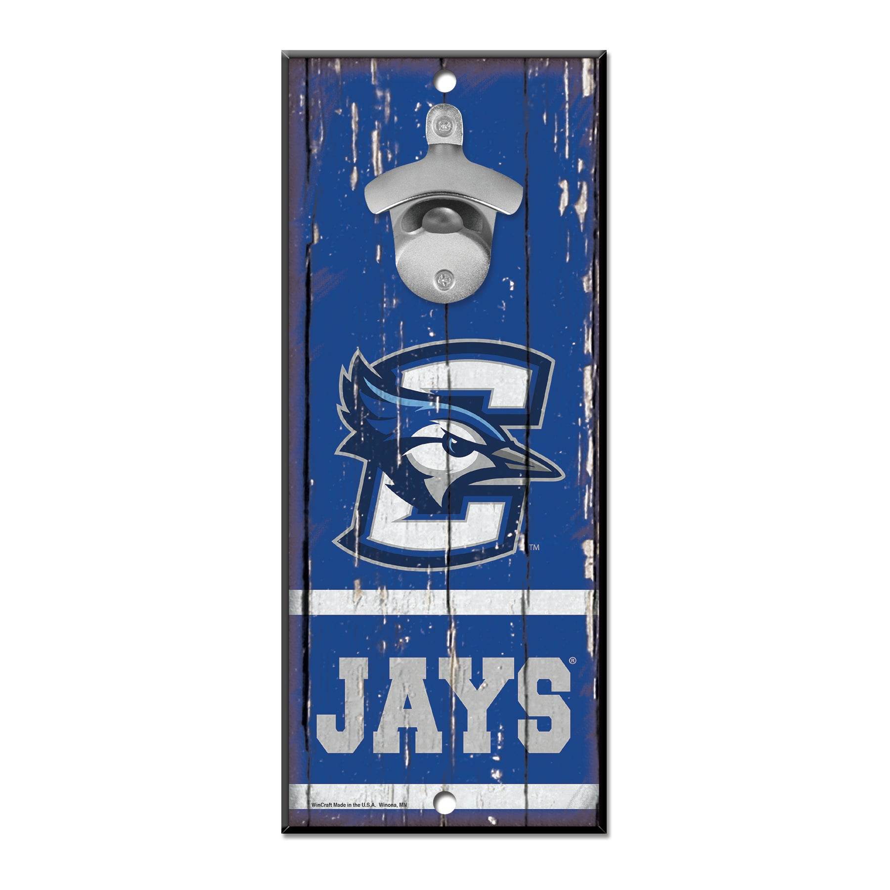 Creighton Blue Jays Wood Sign Bottle Opener 5x11 Wall Mount - ToylandEU