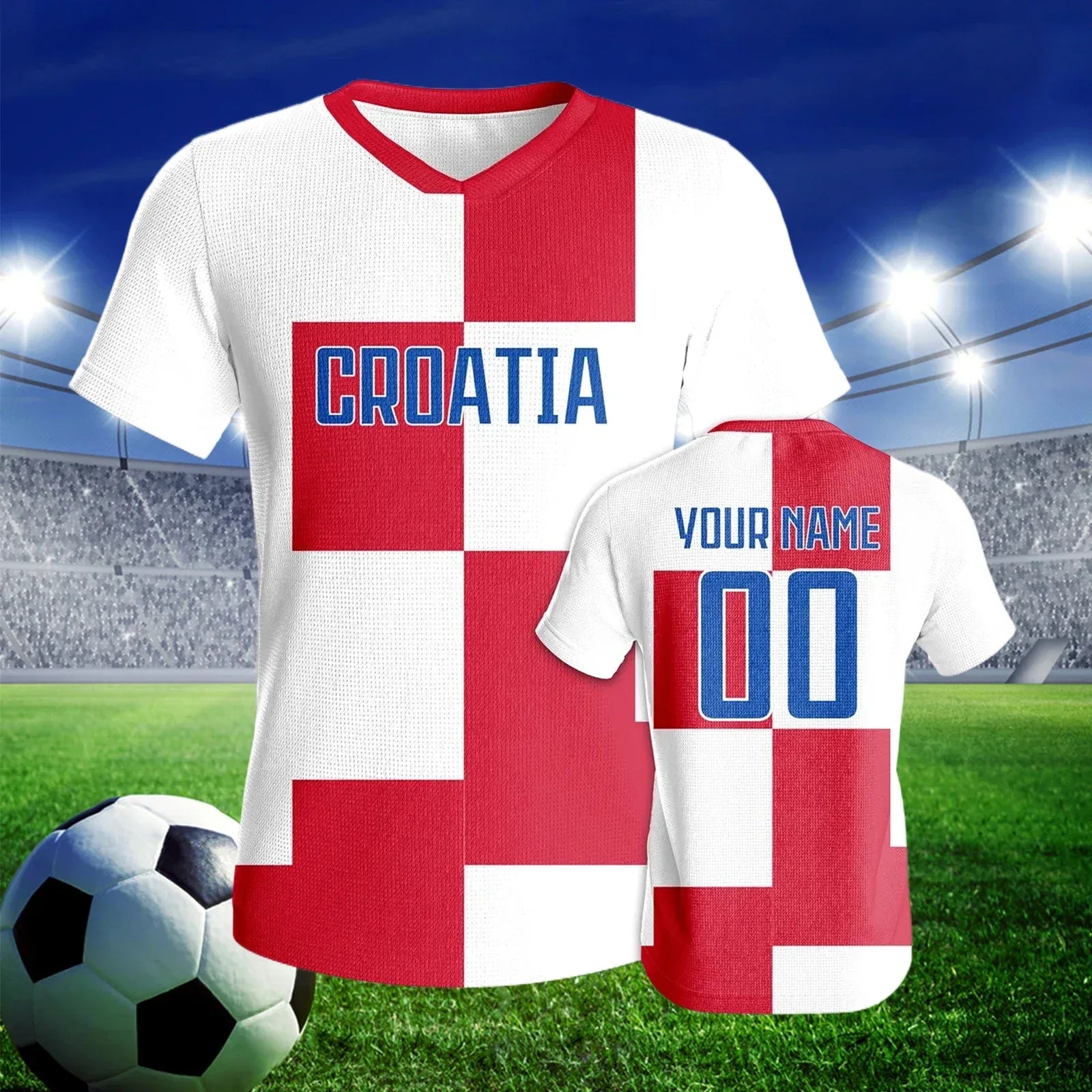 Croatia Soccer Jersey Custom Football Shirt With Personalized Name And Number, Breathable Knit Fabric, Quick Dry - ToylandEU