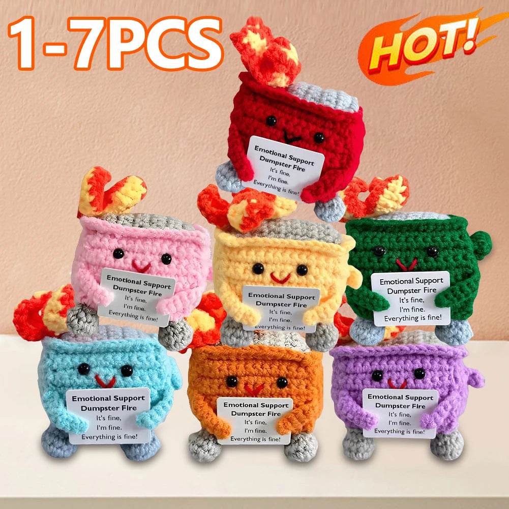 Crochet Dumpster Fire Cute Emotional Support Positive Crochet Dumpster Fire Funny Gifts for Friends and Coworkers - ToylandEU
