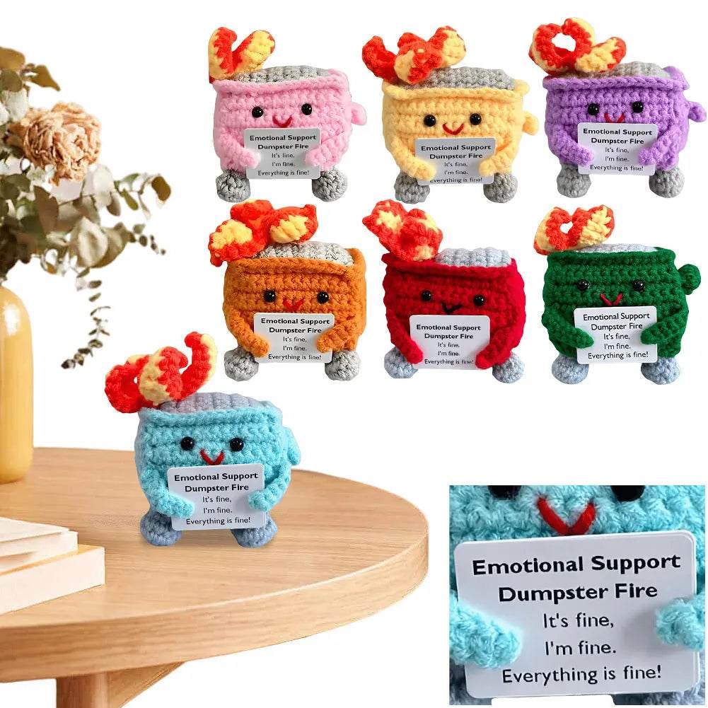 Crochet Dumpster Fire Cute Emotional Support Positive Crochet Dumpster Fire Funny Gifts for Friends and Coworkers - ToylandEU