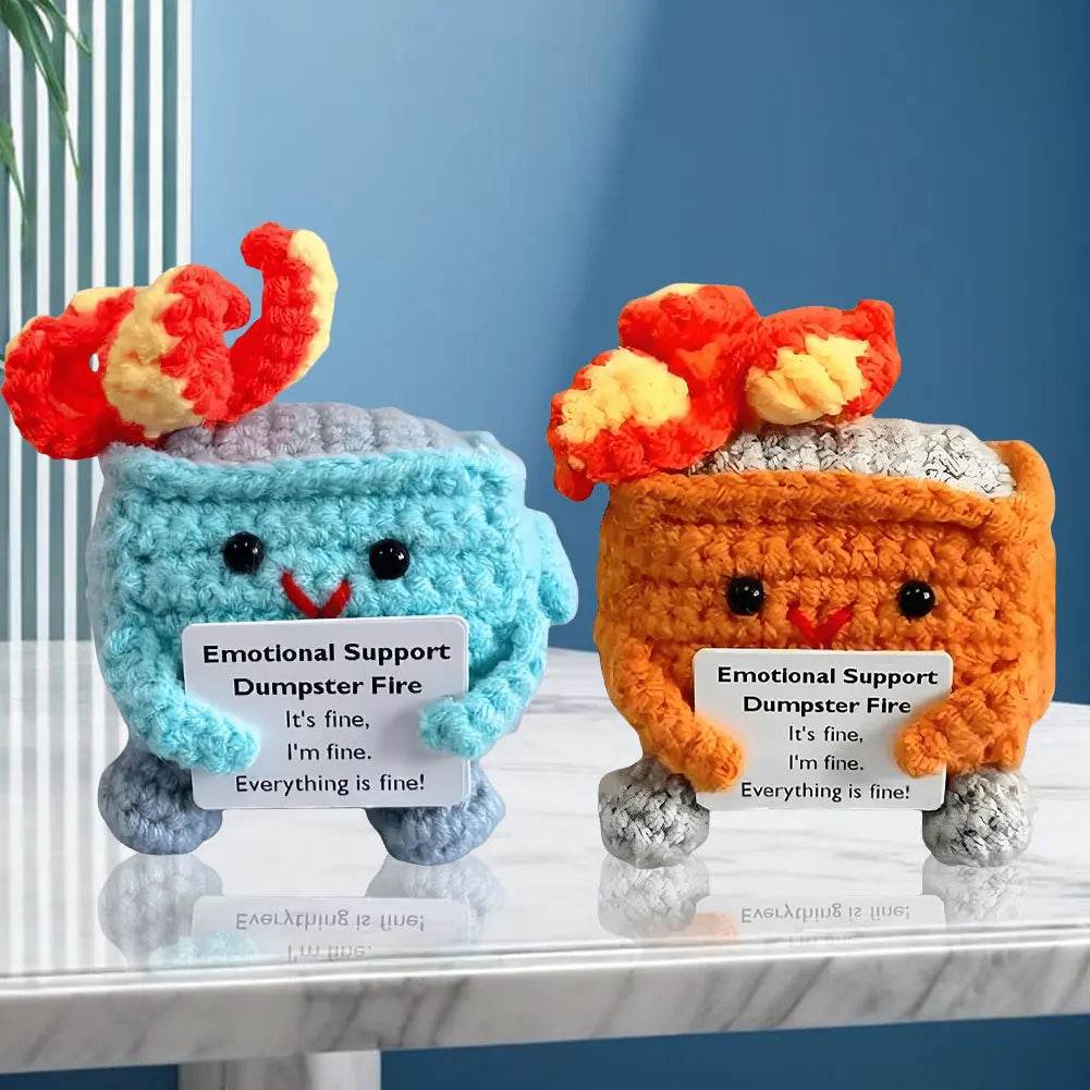 Crochet Dumpster Fire Cute Emotional Support Positive Crochet Dumpster Fire Funny Gifts for Friends and Coworkers - ToylandEU