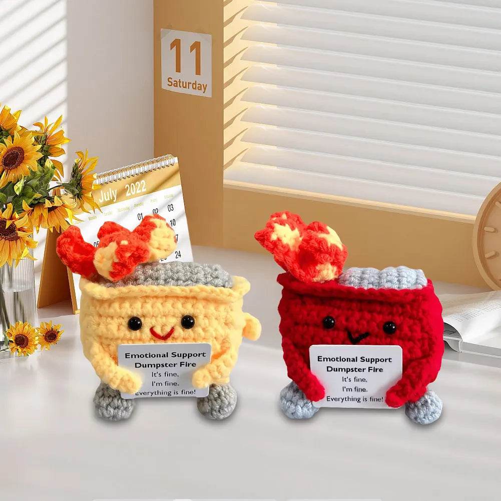 Crochet Dumpster Fire Cute Emotional Support Positive Crochet Dumpster Fire Funny Gifts for Friends and Coworkers - ToylandEU