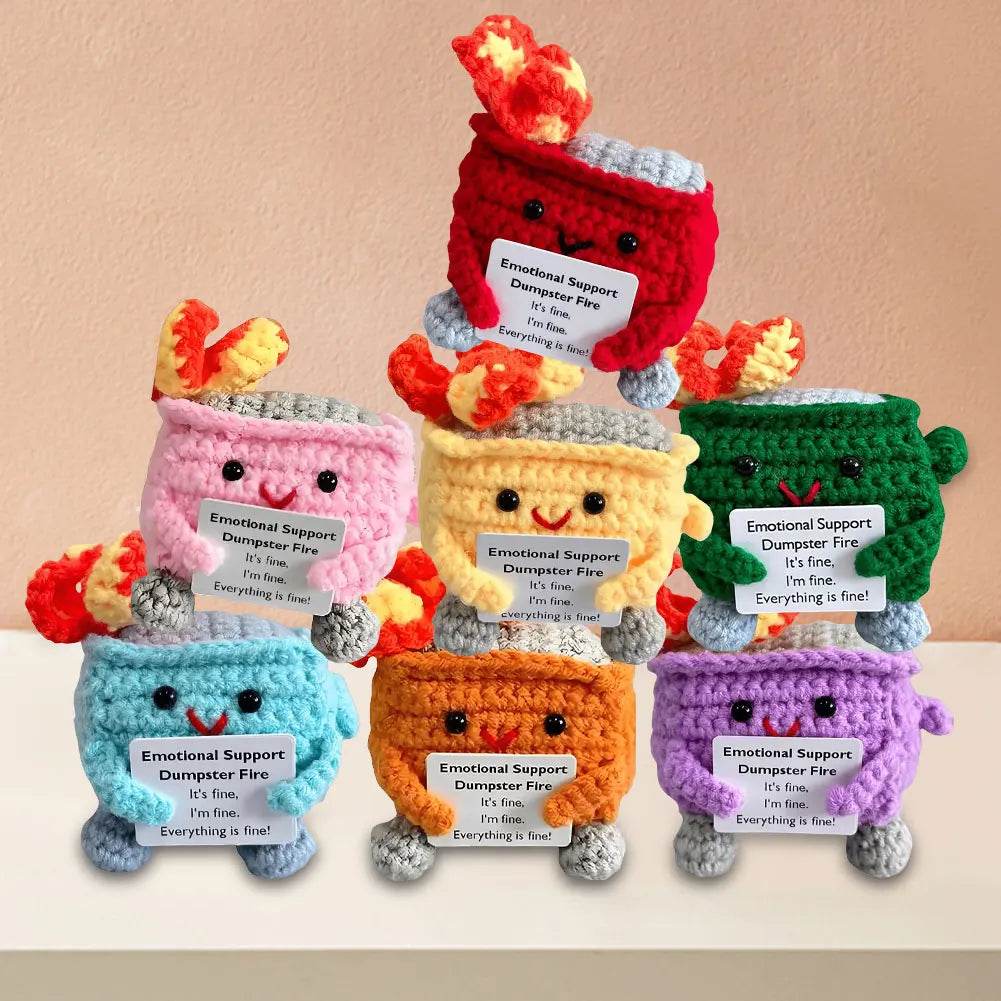 Crochet Dumpster Fire Cute Emotional Support Positive Crochet Dumpster Fire Funny Gifts for Friends and Coworkers - ToylandEU