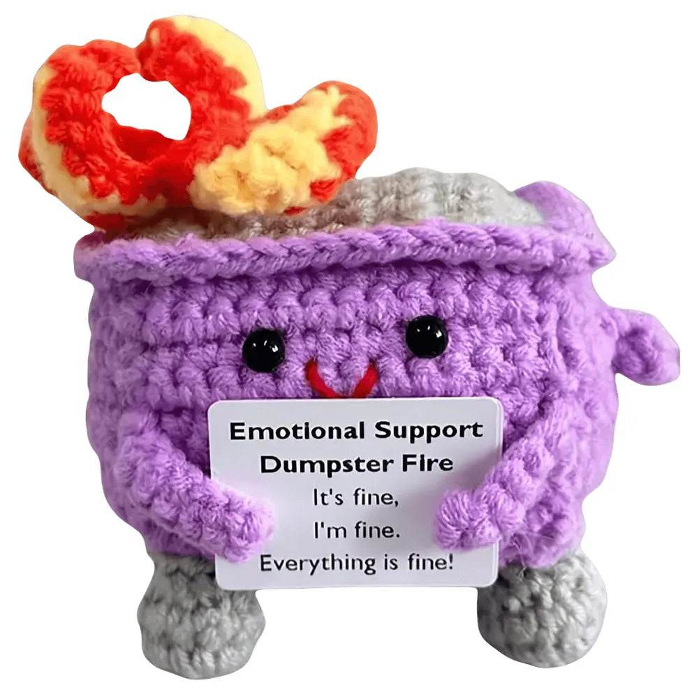 Crochet Dumpster Fire Cute Emotional Support Positive Crochet Dumpster Fire Funny Gifts for Friends and Coworkers - ToylandEU