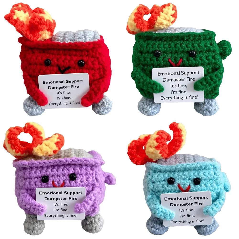 Crochet Dumpster Fire Cute Emotional Support Positive Crochet Dumpster Fire Funny Gifts for Friends and Coworkers - ToylandEU