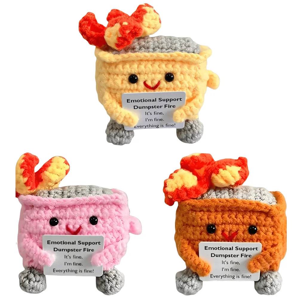 Crochet Dumpster Fire Cute Emotional Support Positive Crochet Dumpster Fire Funny Gifts for Friends and Coworkers - ToylandEU