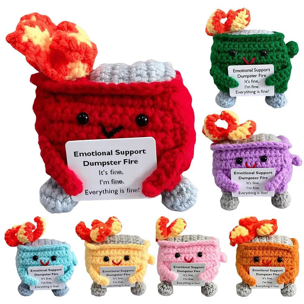 Crochet Dumpster Fire Cute Emotional Support Positive Crochet Dumpster Fire Funny Gifts for Friends and Coworkers - ToylandEU