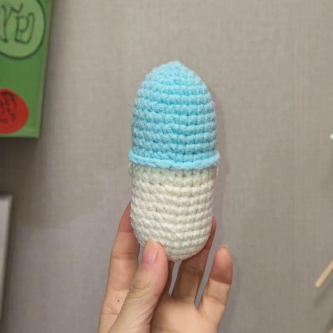 Crochet Emotional Support Chill Pill Caring Gift Handmade Knitted Emergency Pills Desktop Ornament With Card Home Room Decor - ToylandEU