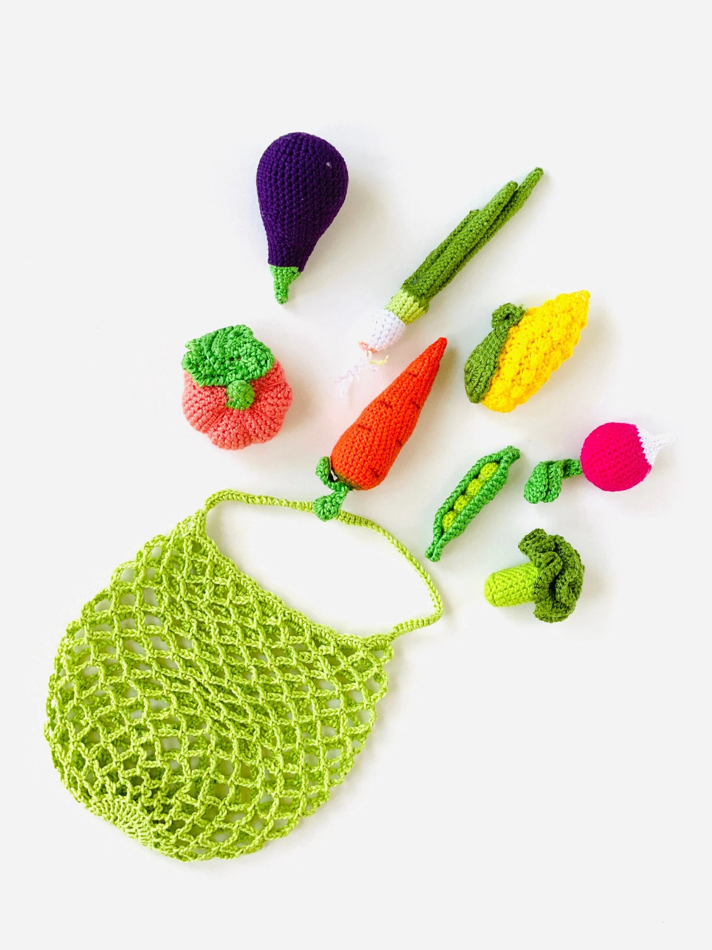 Crochet Vegetables Set With Bag For Kids Pretend Play - ToylandEU