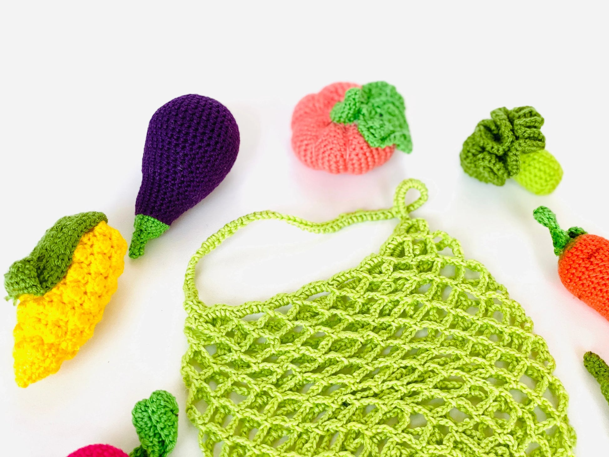 Crochet Vegetables Set With Bag For Kids Pretend Play - ToylandEU