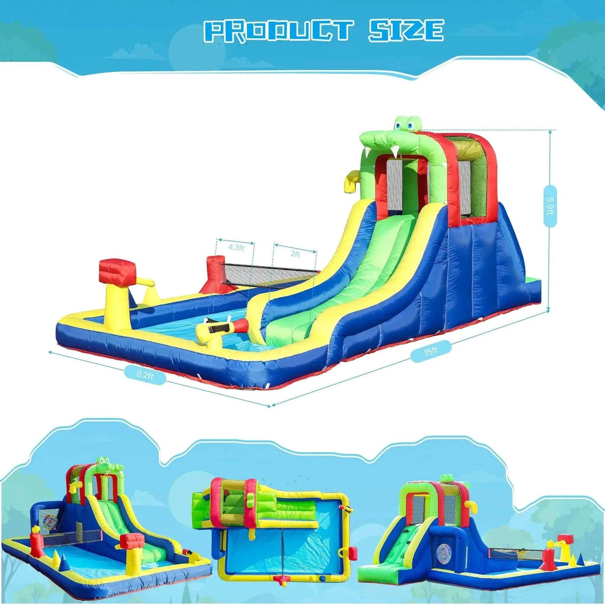 Crocodile Inflatable Water Slide Park For Kids Backyard Fun - ToylandEU