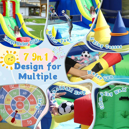  Crocodile Inflatable Water Slide Park Kids Backyard -  ToylandEU™