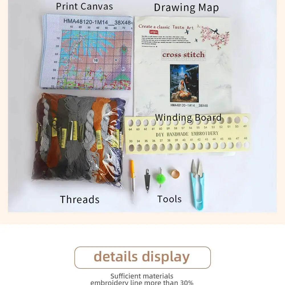  Landscape Sunset River Cross-Stitch Complete Kit Embroidery Craft Handiwork Needlework Handmade Promotions For Adults Package -  ToylandEU™