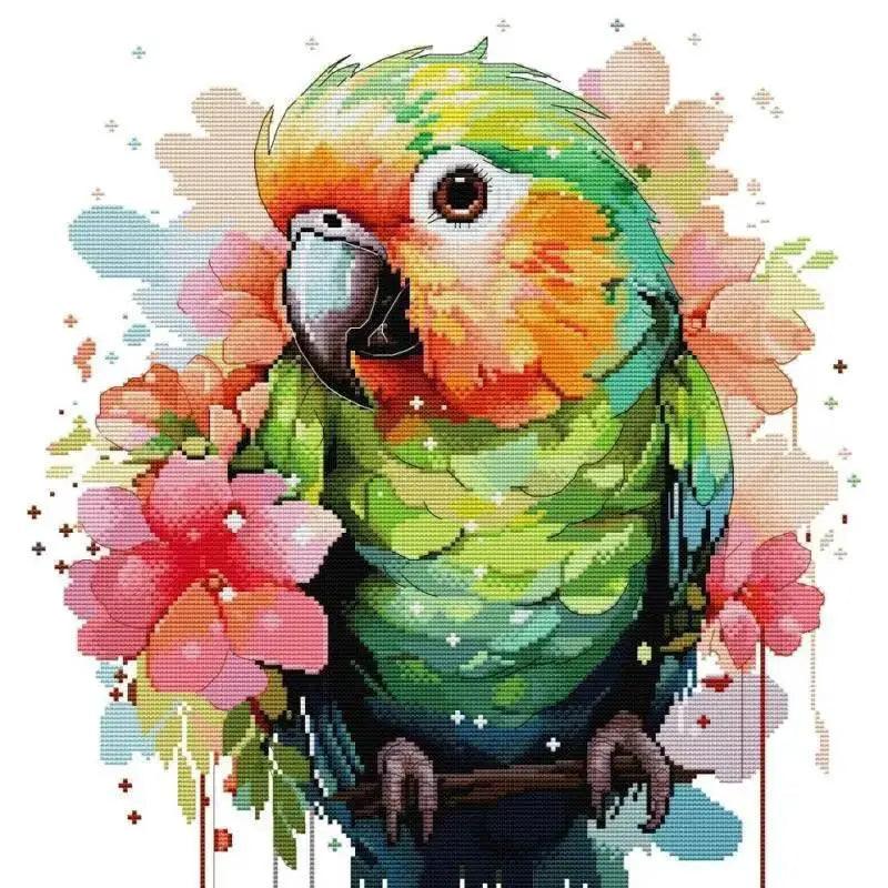  Colorful Parrot Cross Stitch DIY Kit – 14CT, 16CT, 11CT White Aida Fabric with Printed Patterns, Needle & Thread Included -  ToylandEU™