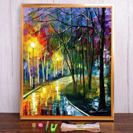  Night Rain Scenic 11CT Cross Stitch Embroidery Kit with DMC Threads for Adults -  ToylandEU™