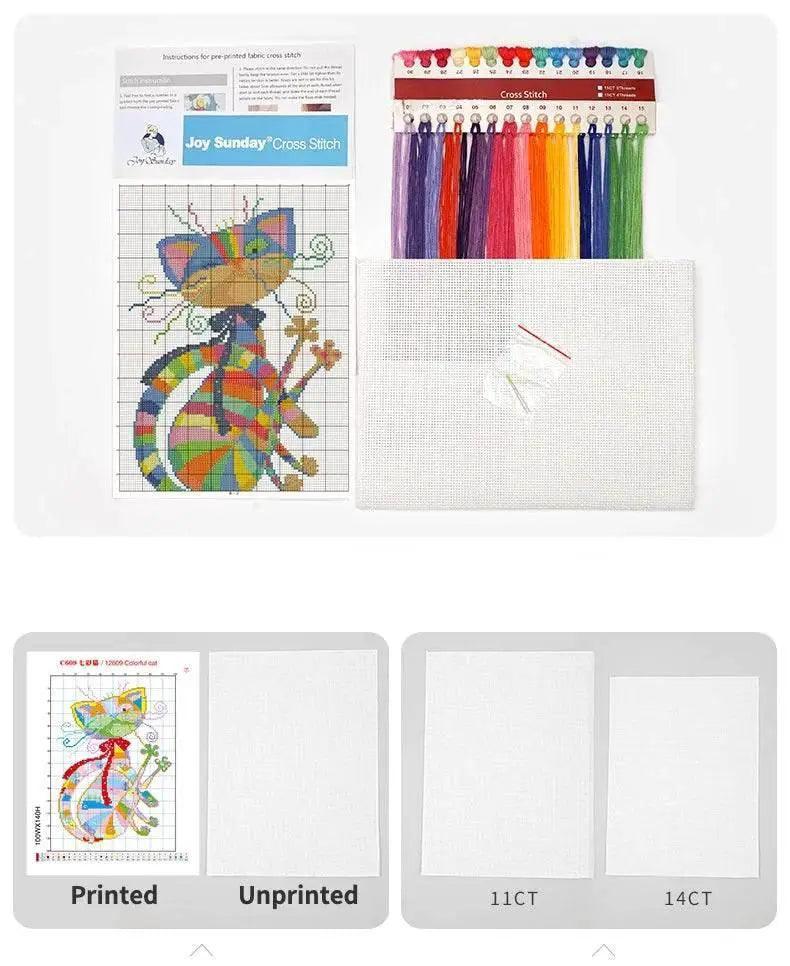  Joy Sunday Cartoon Cross Stitch Kit - Printed Fabric Needlework for Holiday Crafts, 14CT Embroidery -  ToylandEU™