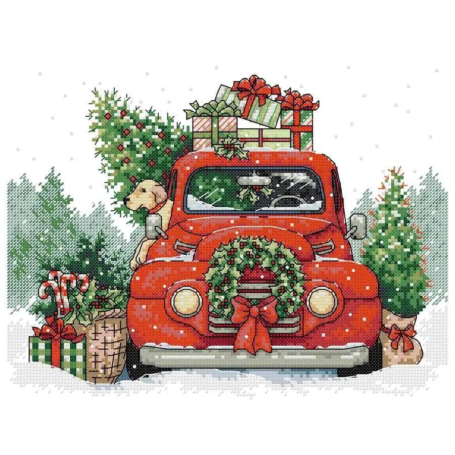  Joy Sunday Cartoon Cross Stitch Kit - Printed Fabric Needlework for Holiday Crafts, 14CT Embroidery -  ToylandEU™