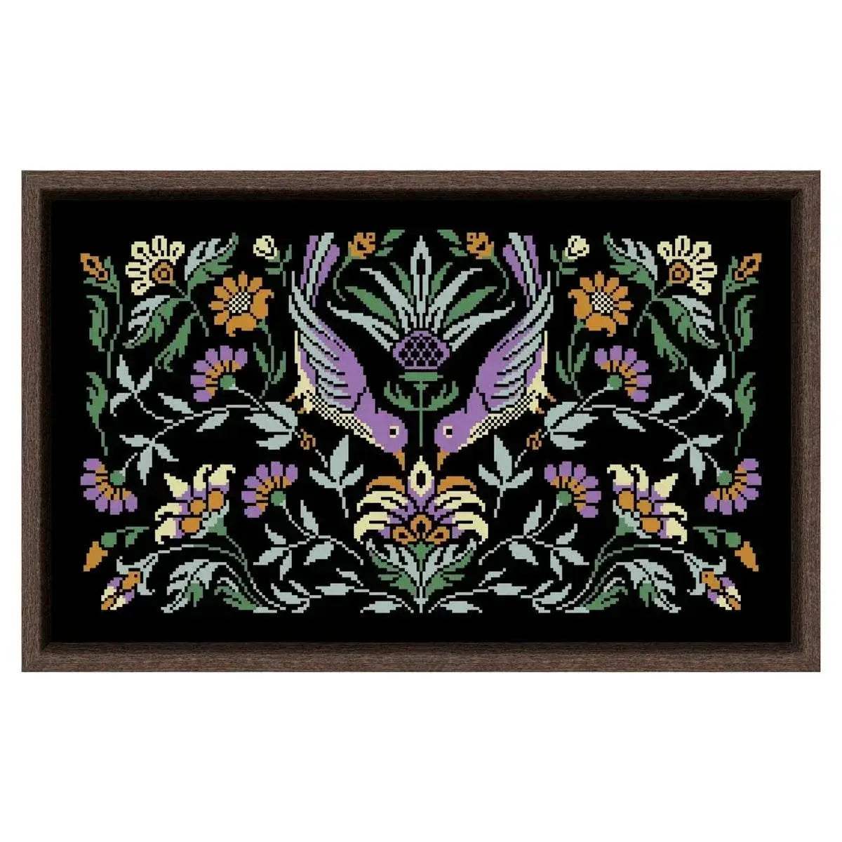  Pomegranate Bird Night Songs Cross Stitch Kit - DIY Handmade Embroidery on Black Canvas Cloth with Cotton Thread (18ct, 14ct, 11ct) -  ToylandEU™