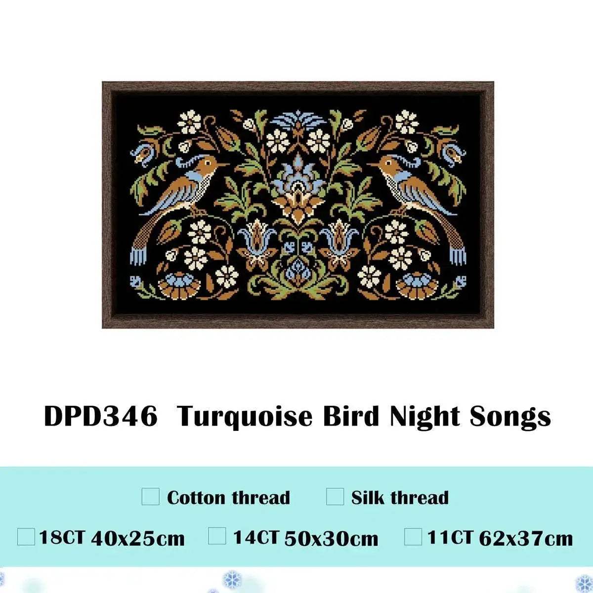  Pomegranate Bird Night Songs Cross Stitch Kit - DIY Handmade Embroidery on Black Canvas Cloth with Cotton Thread (18ct, 14ct, 11ct) -  ToylandEU™