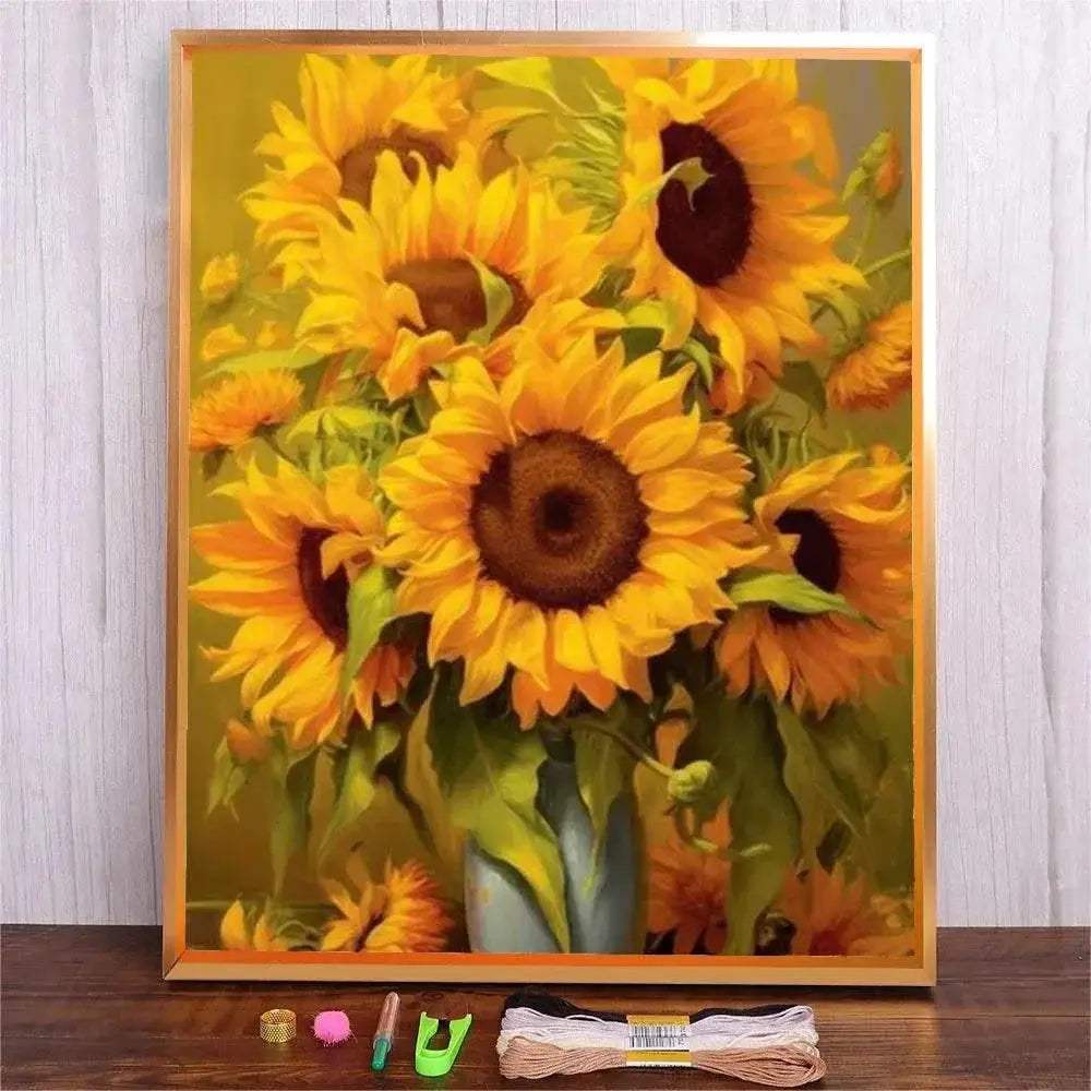  Sunflower-Themed DIY Cross Stitch Kits 11CT/14CT for Home Decor and Handicraft Gifts -  ToylandEU™