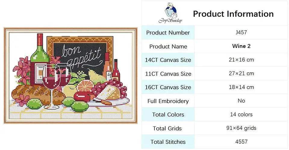  Joy Sunday Wine Bottle Themed Cross Stitch Kits - 14ct, 16ct, 11ct White Fabric DIY Embroidery Set for Home Decor -  ToylandEU™