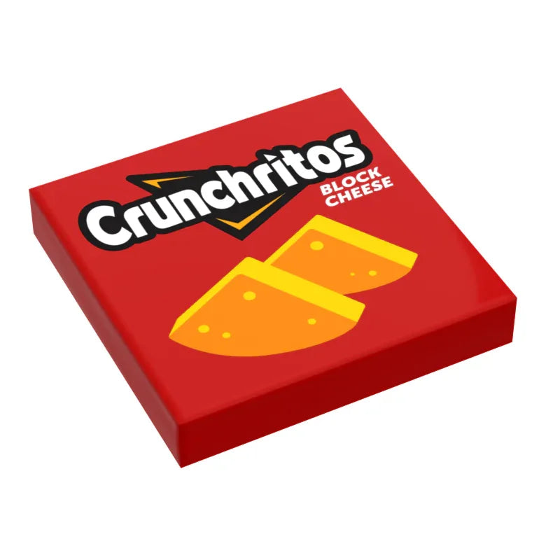 Crunchitos Nacho Cheese Minifig Snack (2x2 Tile) made using LEGO parts - B3 Customs - ToylandEU