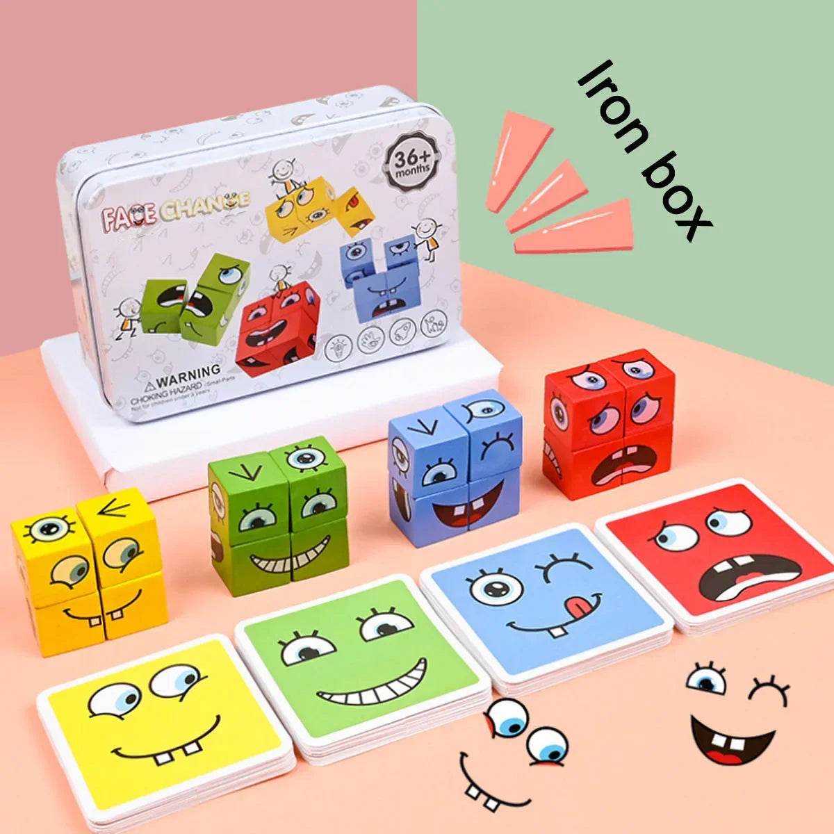 Cube Face Change Building Blocks Wood Puzzle Montessori Gift - ToylandEU