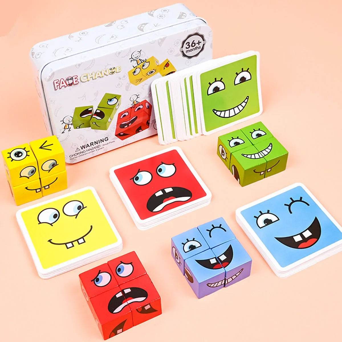 Cube Face Change Building Blocks Wood Puzzle Montessori Gift - ToylandEU