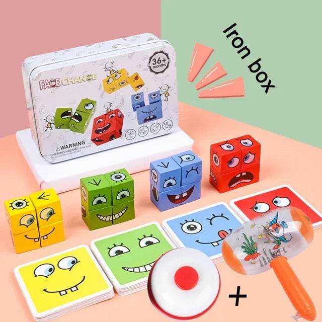 Cube Face Change Building Blocks Wood Puzzle Montessori Gift - ToylandEU