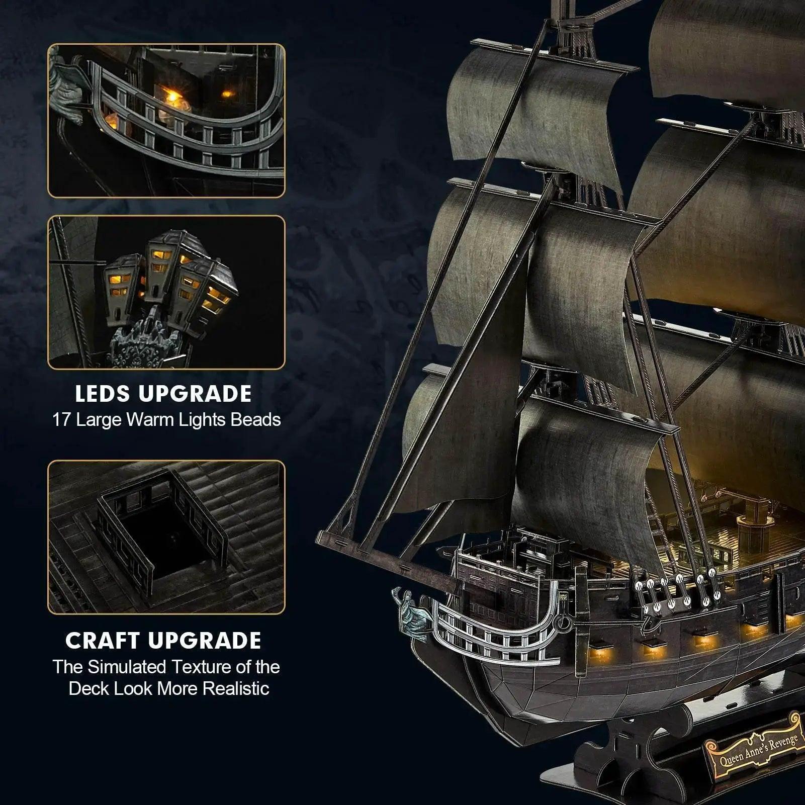  CubicFun 3D Puzzles Ship LED Pirate Ship Model Jigsaw -  ToylandEU™