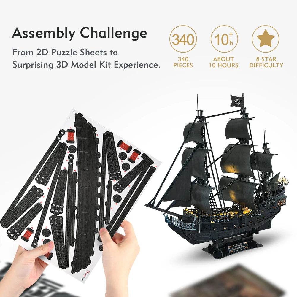 CubicFun 3D Puzzles Ship from PL US RU LED Pirate Model - ToylandEU