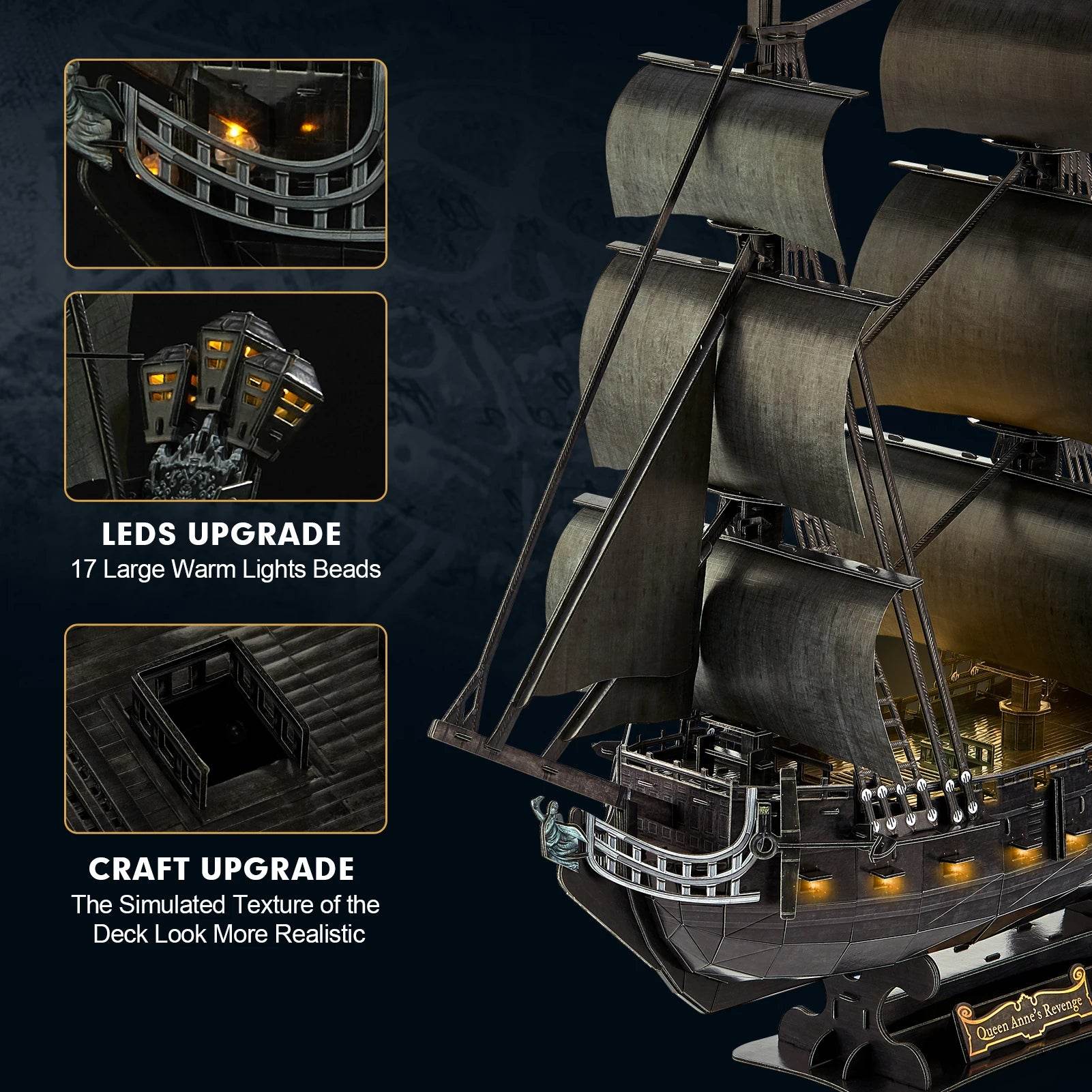 CubicFun 3D Puzzles Ship from PL US RU LED Pirate Model - ToylandEU