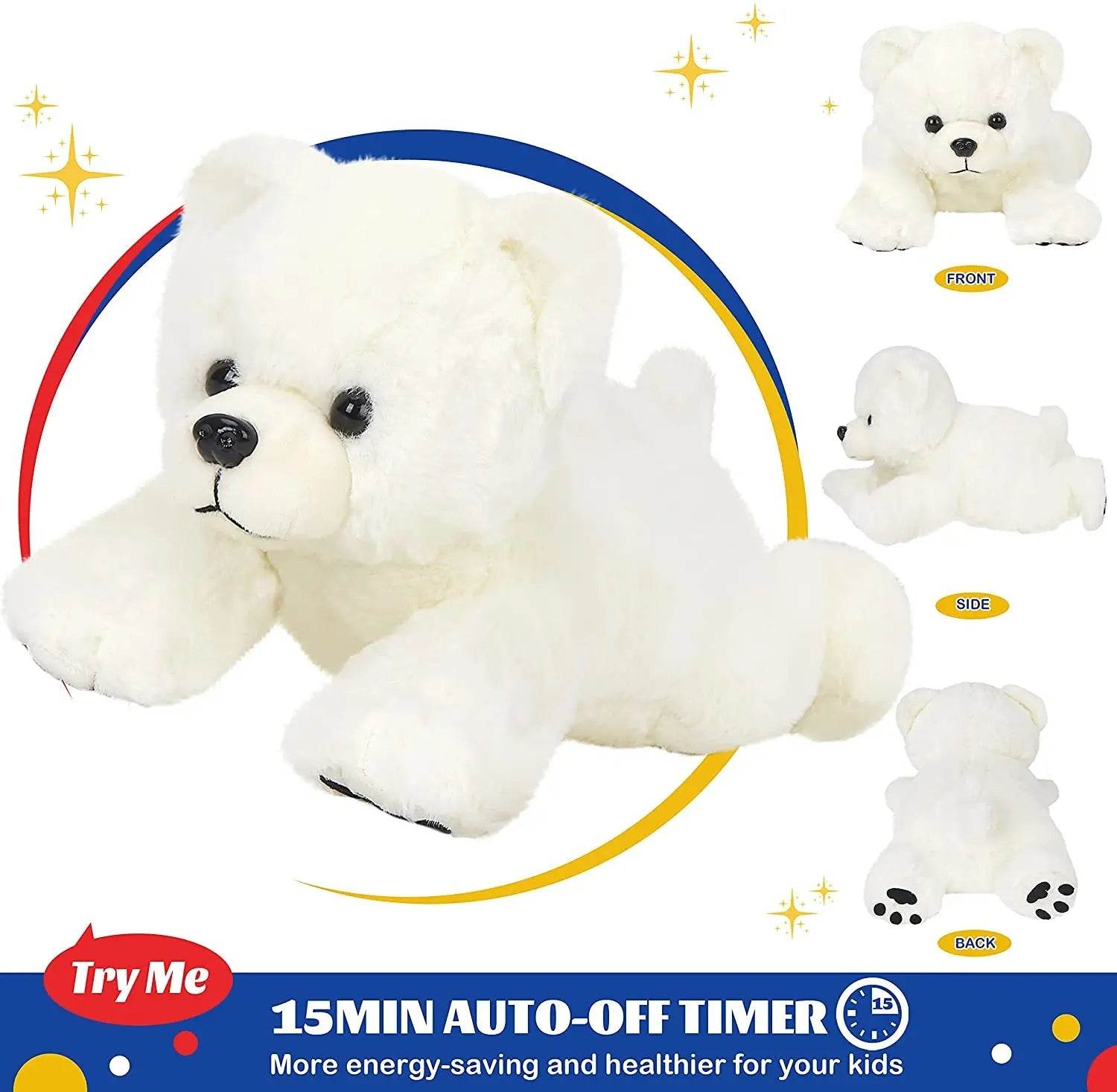 Cuddly LED Polar Bear Plush Toy with Soothing Music - 37cm Nightlight - ToylandEU