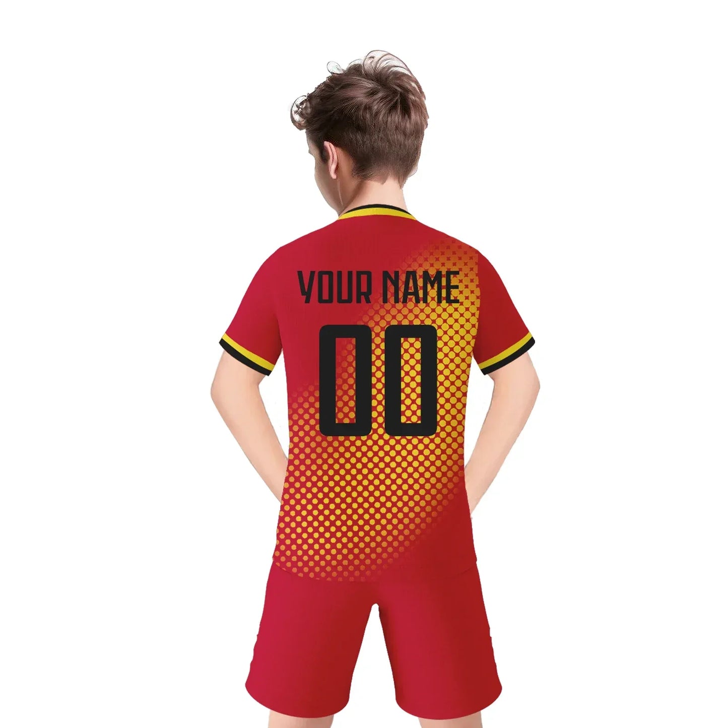 Custom Belgium Kids Soccer Jersey And Shorts Set With Personalized Name And Number, Youth Unisex Football Kit - ToylandEU